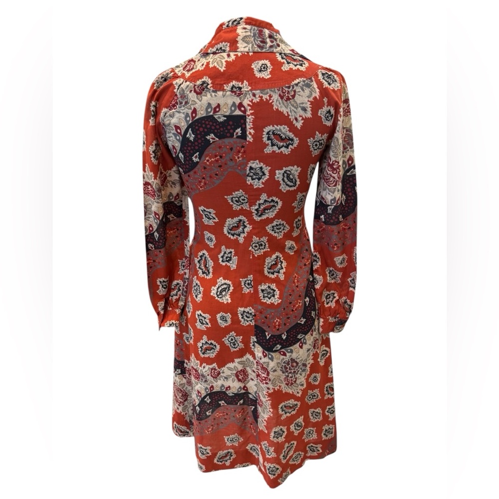 Albert Nipon Vintage Paisley Pleated 70s Midi Dress Size 2 - Picture 5 of 16